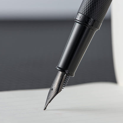 Hongdian Matte Black Forest Rollerball Pen with Schmidt Black Ink Refill, Classic Design with Metal Case for Business Signature