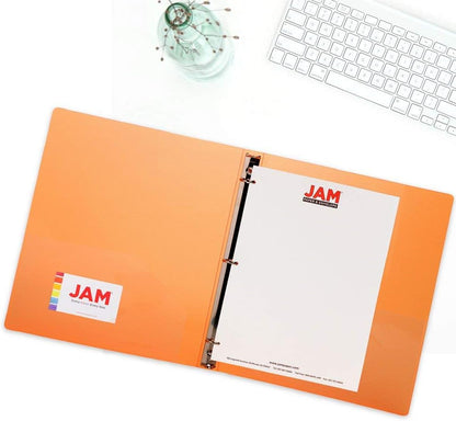 JAM PAPER Plastic 0.75 inch Binder - Clear 3 Ring Binder - Sold Individually