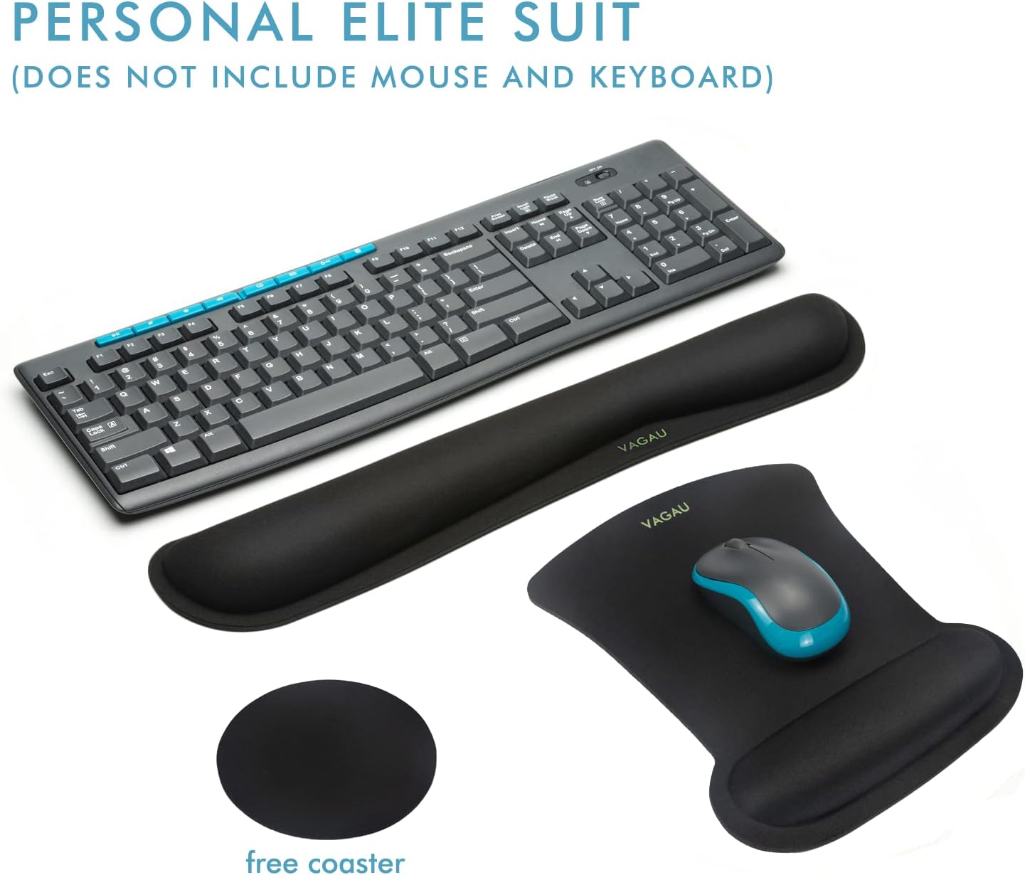 VAGAU Premium Keyboard Wrist Rest and Mouse Pad Wrist Support, Ergonomic Memory Foam Set for Office, Laptop, Mac, Computer and Gaming, Comfortable Typing &Wrist Pain Relief (2 Pack)