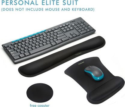 VAGAU Premium Keyboard Wrist Rest and Mouse Pad Wrist Support, Ergonomic Memory Foam Set for Office, Laptop, Mac, Computer and Gaming, Comfortable Typing &Wrist Pain Relief (2 Pack)