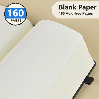 PERCUN Graph Paper Notebook, 160 Pages Grid Journal for women & men, A5 Hardcover Leather Graphing Notebook for School, Work, Travel, Note Taking 5.9”x8.5” (Black)