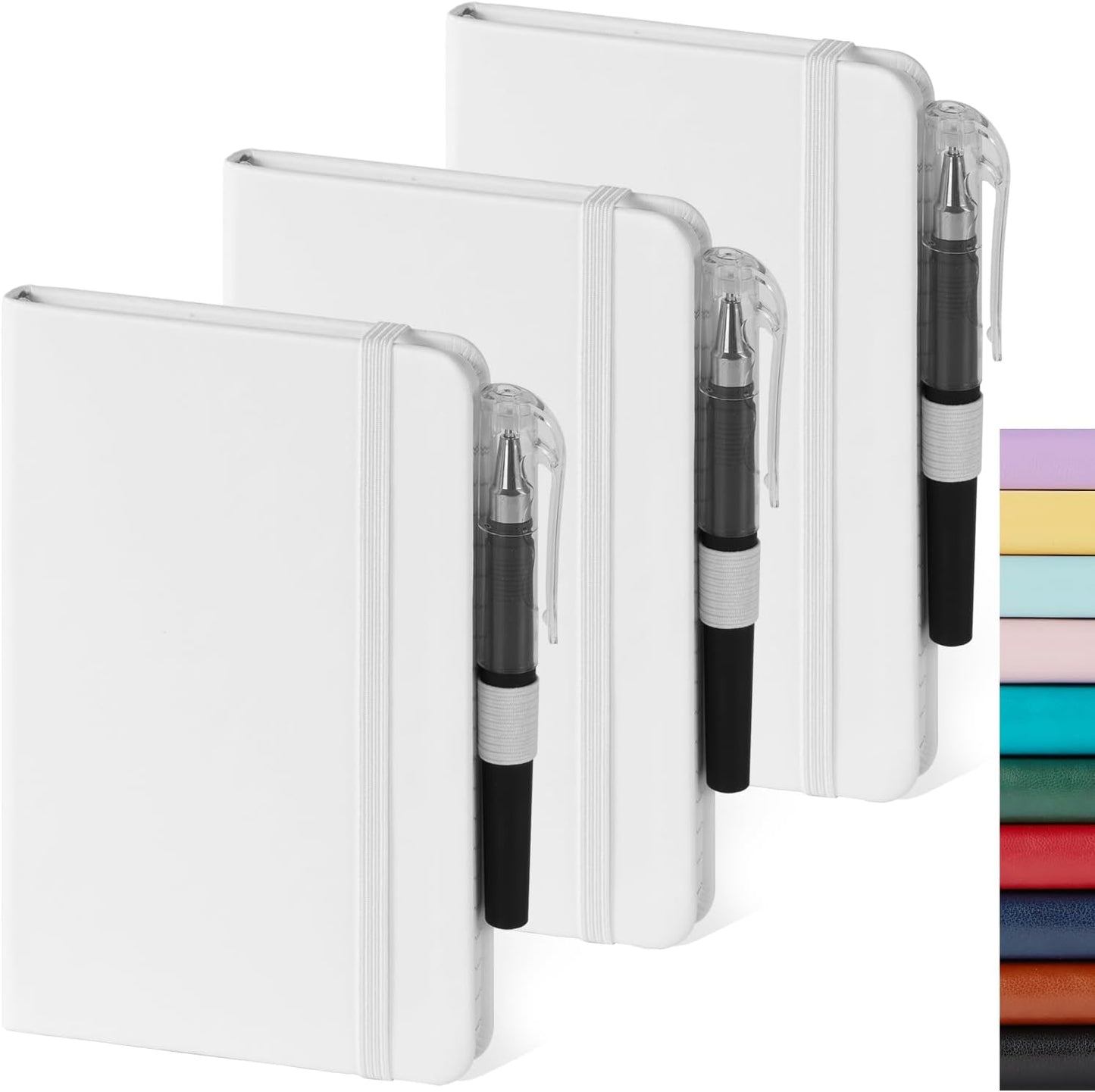 NIRMIRO Small Notebook Journals, 3 Pack Mini Pocket Note pads for Men & Women Writing, A6 Small Leather Notepad 3.7" x 5.7" with Pen, Black, Red, Green
