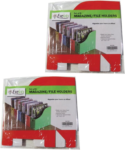 Evelots Magazine File Holder - Set of 24 Multi Color - Office Desk Organizer - Sturdy Cardboard - New Upgraded Double Front Panel for More Stability - Full 4 Inch Wide - Easy Assemble