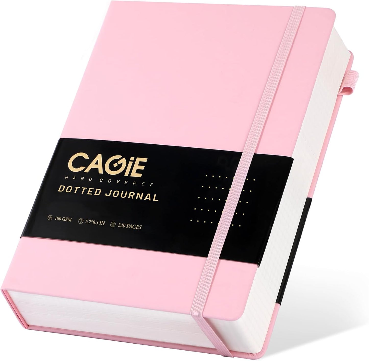 CAGIE Bullet Dotted Journal Notebook 320 Pages 100 GSM Paper Hardcover A5 Dot Grid Notebook Leather Journals for Writing Women Men Work Journaling, Green