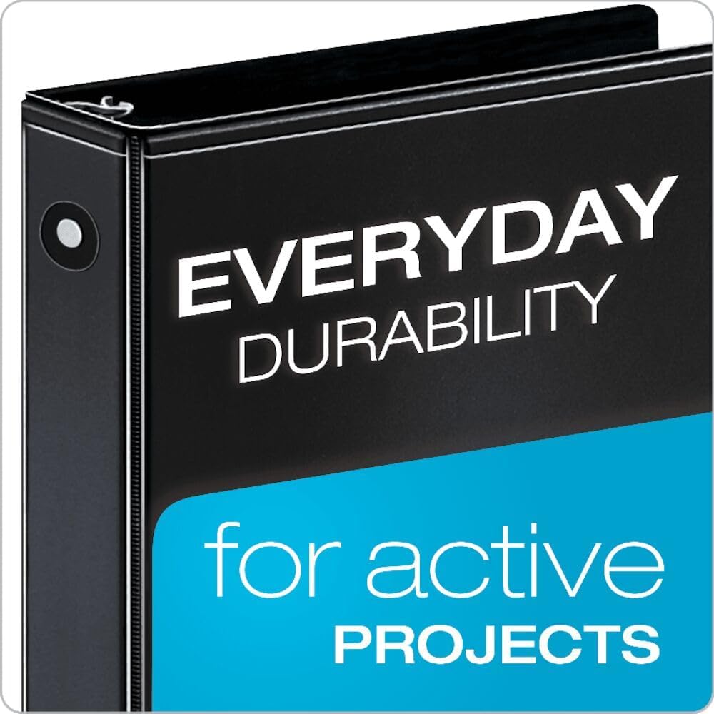 Cardinal Economy 3-Ring Binders, 3", Round Rings, Holds 625 Sheets, ClearVue Presentation View, Non-Stick, White, Carton of 12 (90651)