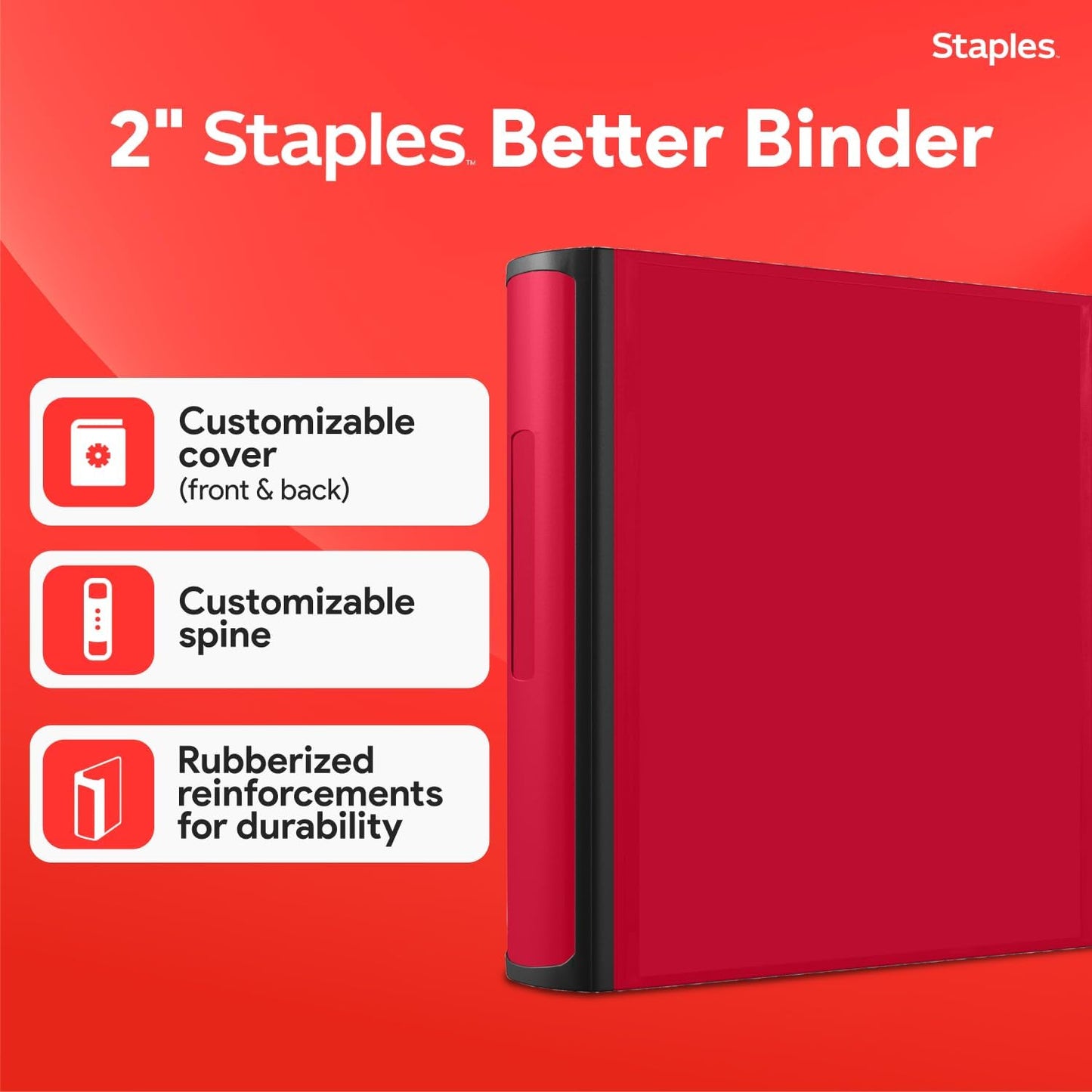 Staples Better Binder 2-Inch D-Ring View Binder, Reinforced Spine, Holds Up to 540 Sheets, Teal, for Office & School