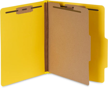 10 Blue Summit Supplies Classification Folders, 1-Divider, Letter Size, Yellow, with 2 Inch Tyvek Expansions, Durable 2 Prong Design for Organizing Standard Medical Files & Office Reports, 10 Pack