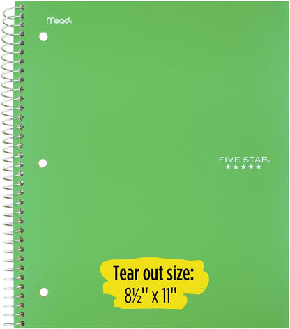 Five Star Spiral Notebook + Study App, 2 Pack, 1 Subject, College Ruled Paper, 100 Sheets, 8-1/2" x 11", Pacific Blue, Fire Red (38452)