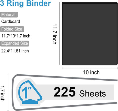 Comix D-Ring Basic View Binder 1 inch 3 Ring Binders, 2.4mm-Thick, Hold 225 Sheets of 8.5" x 11" Paper, 12 Pack (White)