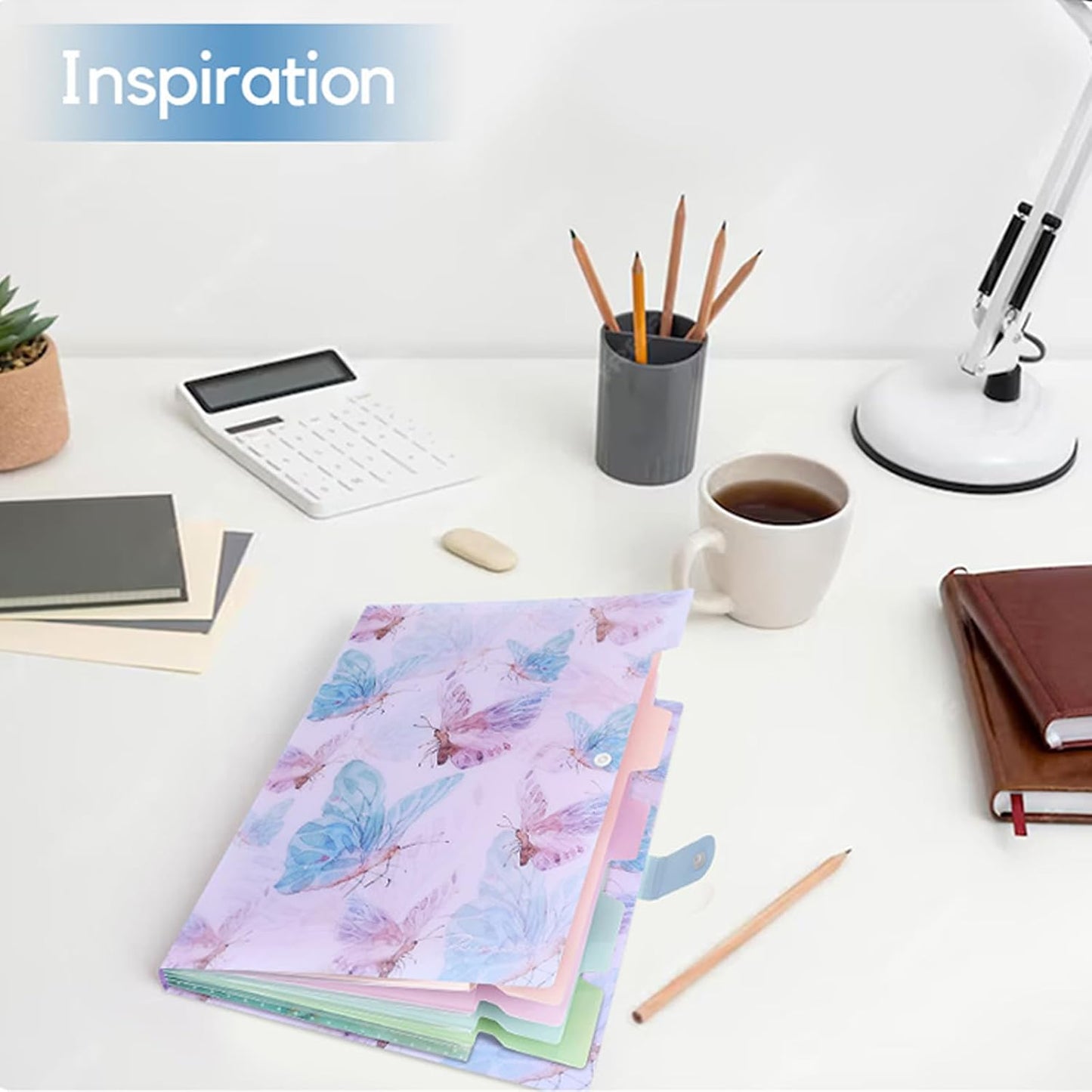 Forest Series Expanding File Folder Stylish Funky Cute Retro Document Organizer with Natural Scenes for Students,Teachers & Freelancers - Blue Butterfly