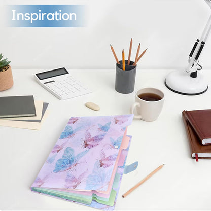 Forest Series Expanding File Folder Stylish Funky Cute Retro Document Organizer with Natural Scenes for Students,Teachers & Freelancers - Blue Butterfly
