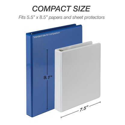 Samsill Economy 3 Ring Mini Binder, 1-Inch Round Ring Binder, Holds 100 Sheets, Black, 6 Pack (MP32300)