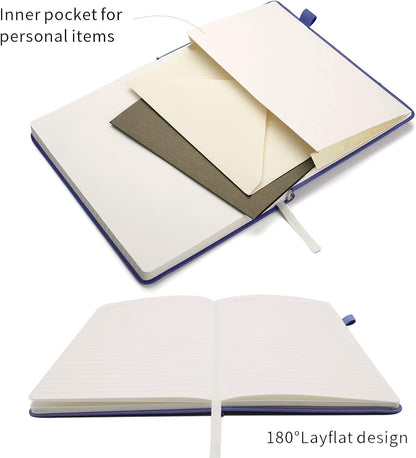 Deziliao Lined Journal Notebooks with Pen Loop, Hardcover Notebook Journal for Work, 100Gsm Premium Thick Paper with Inner Pocket, Medium 5.7"x8.4", （Black, Ruled）