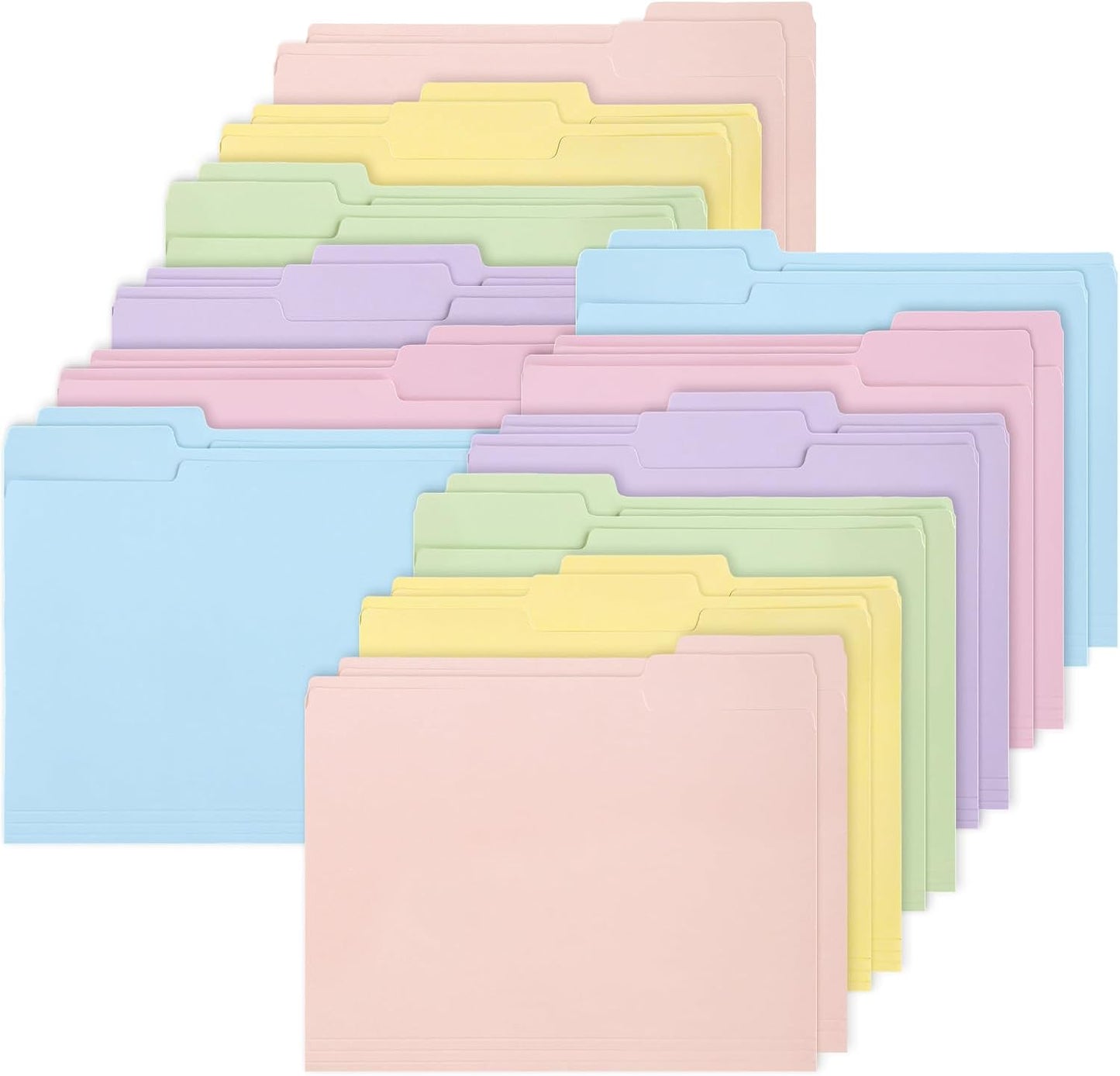 Whaline 24 Pack Dusty Blue File Folders Letter Size 6 Colors Gradient Blue File Pockets with 1/3 Cut Tab for Home Office Classroom Supplies, 8.9 x 11.6 Inch