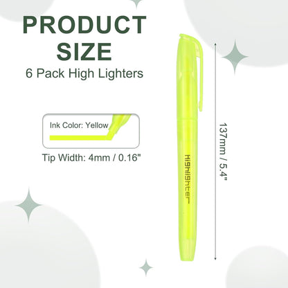PATIKIL Blue Highlighter, 6 Pack High Lighters No Bleeds Highliters Pens Neon Clear View Bright Quick Dry Pocket Marker Pen Sticks Chisel Tip Cute for Books Office Adults, Transparent