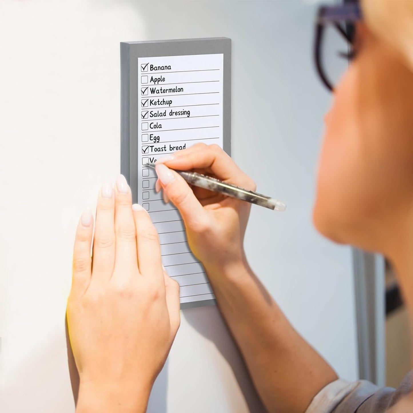 FLIPPED 4 Pack Magnetic Notepads for Refrigerator, Notepad Grocery List Large Magnet Pad for Fridge,Full Magnet Back Design Magnetic Memo Pads for Grocery List, Shopping List, to-Do List(200 Sheets)