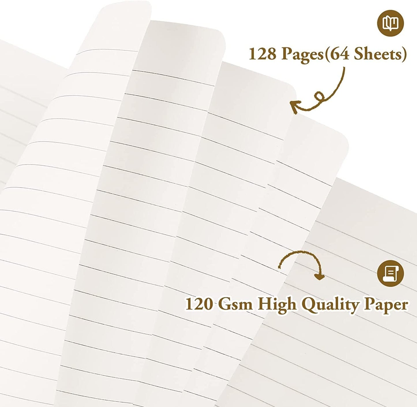 Huhuhero 5 Pack Lined Journal Notebooks, Hardcover Notebook for Work School Office, 5"×8.25", 120Gsm Thick Ruled Writing Journals for Note Taking Business, Black