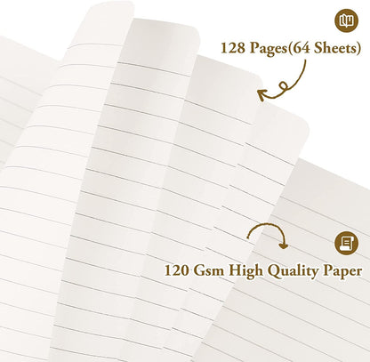 Huhuhero 5 Pack Lined Journal Notebooks, Hardcover Notebook for Work School Office, 5"×8.25", 120Gsm Thick Ruled Writing Journals for Note Taking Business, Black