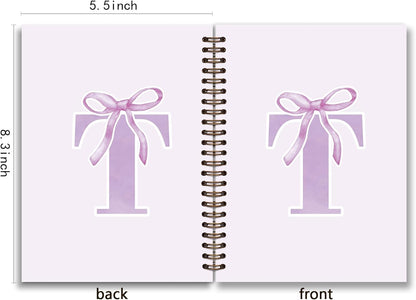 Blue Bow Journal Notebook for Girls,Initial H Journals Personalized Diary Gifts for Teen Girl Kids,Monogrammed Gifts for Women,Trendy Coquette Cute Hardcover Spiral Notebook 5.5 x 8.3 - Colors A