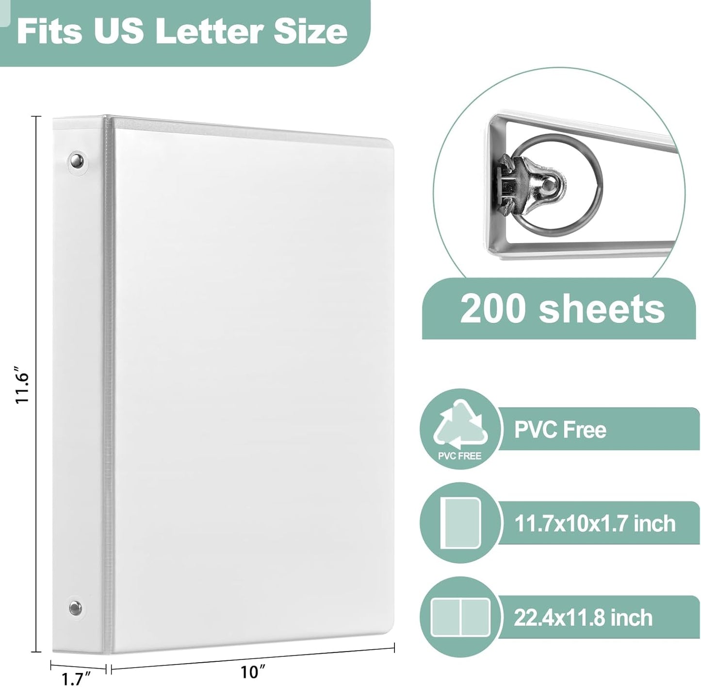 SUIN1-Inch 3-Ring-Binder, Customizable Clear View Cover, for US Letter Size 8-1/2 x 11'', Perfect for Office/School (Black - 12 Packs)