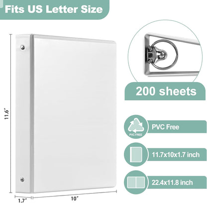 SUIN1-Inch 3-Ring-Binder, Customizable Clear View Cover, for US Letter Size 8-1/2 x 11'', Perfect for Office/School (Black - 12 Packs)