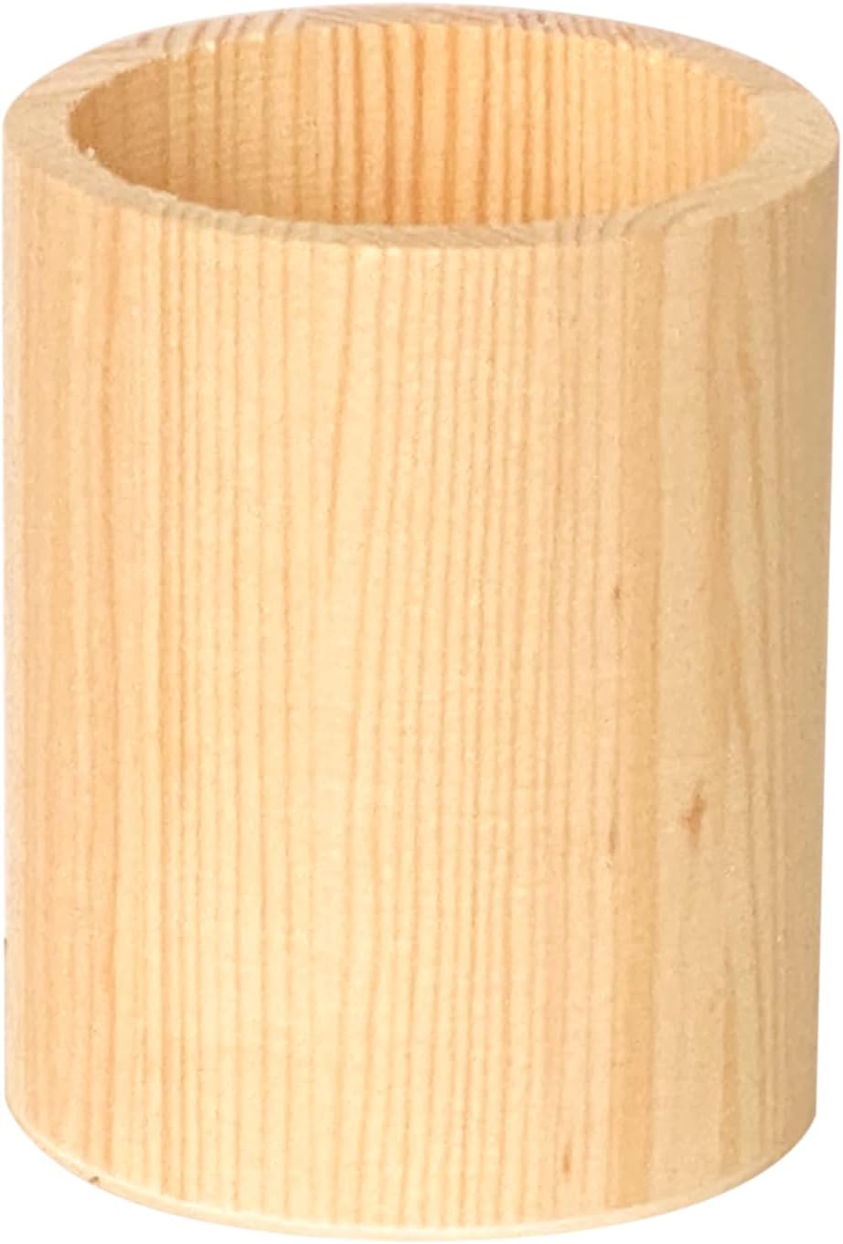 Cregugua 12-Pack 4 Inch Round Wood Pen Holder Unfinished Wooden Pencil Holder for DIY Crafts (3x3x4 Inches)