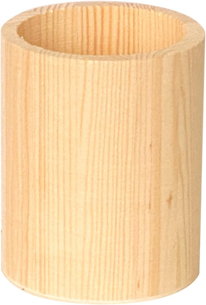 Cregugua 12-Pack 4 Inch Round Wood Pen Holder Unfinished Wooden Pencil Holder for DIY Crafts (3x3x4 Inches)