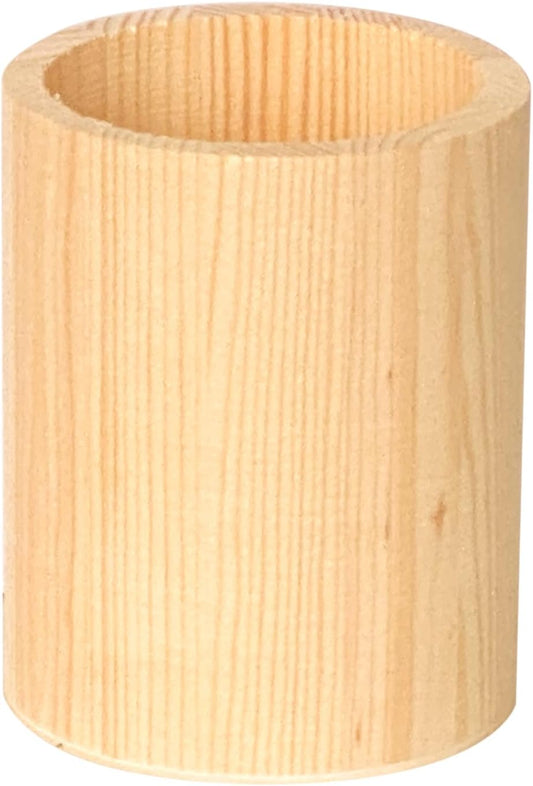 Cregugua 12-Pack 4 Inch Round Wood Pen Holder Unfinished Wooden Pencil Holder for DIY Crafts (3x3x4 Inches)