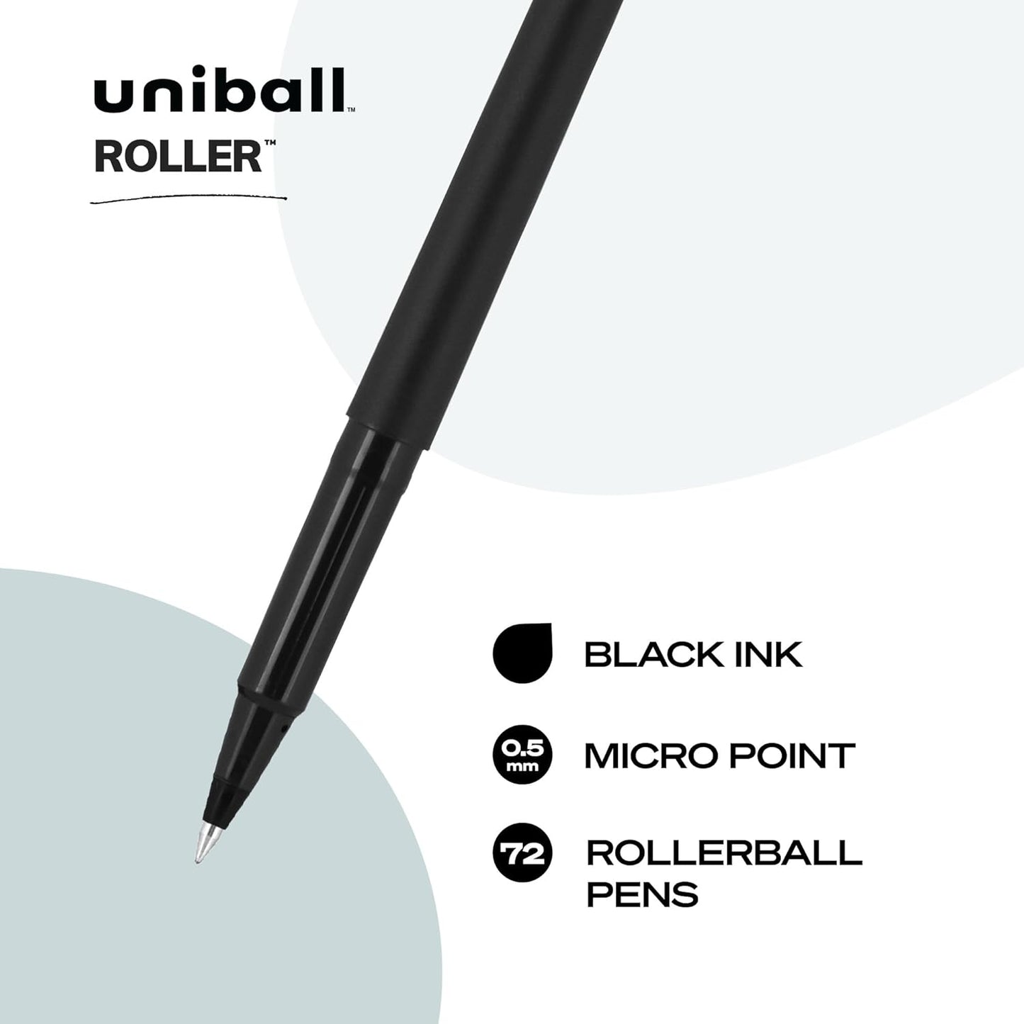 uniball Roller Rollerball Pens, Micro Point (0.5mm), Blue, 12 Pack
