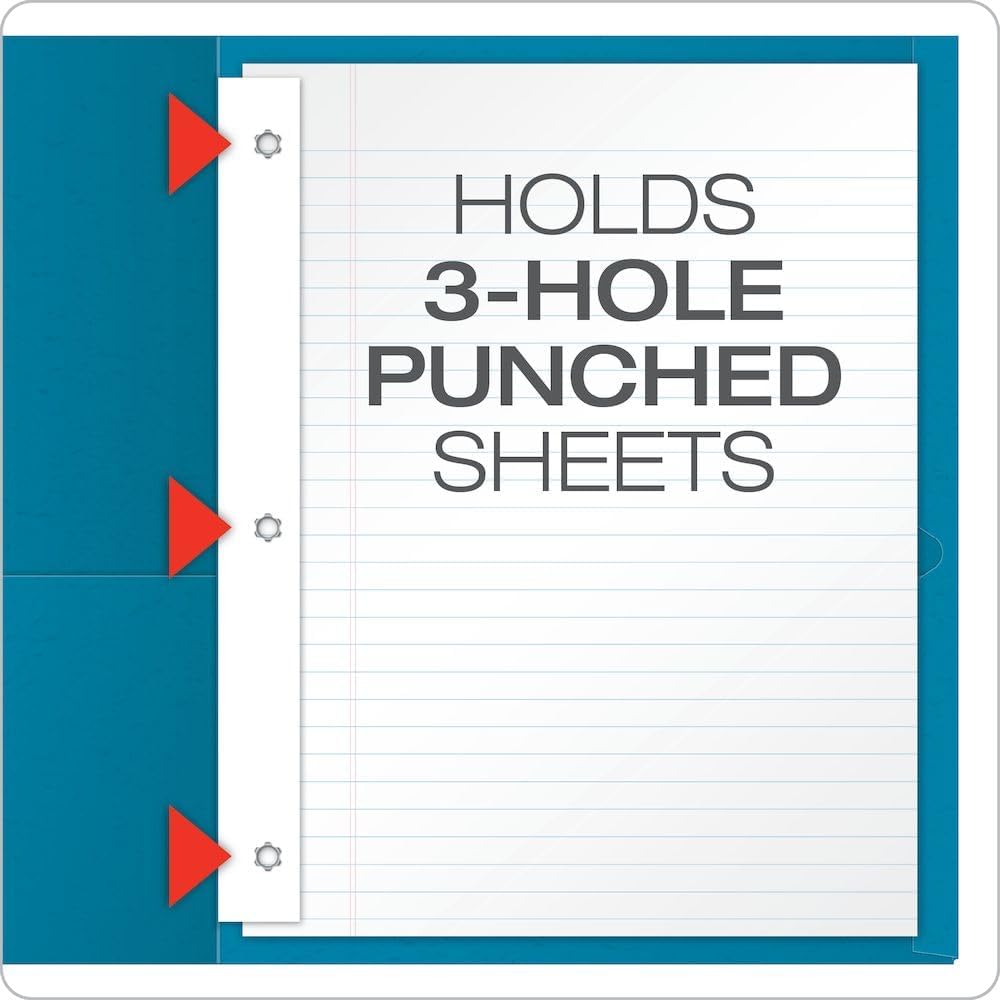 Oxford Two-Pocket Folders w/Fasteners, Red, Letter Size, 25 per Box (57711)
