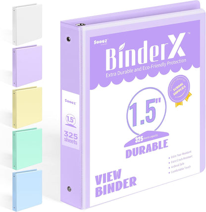 BinderX Extra Durable 3 Ring Binder, Round Rings 1 Inch Binder, Fits 175 Sheets of 8.5x11 Paper, Customizable View Cover with Inside Pockets, Cute 1" Binders, 1 Inch Binders 3 Ring, Pink