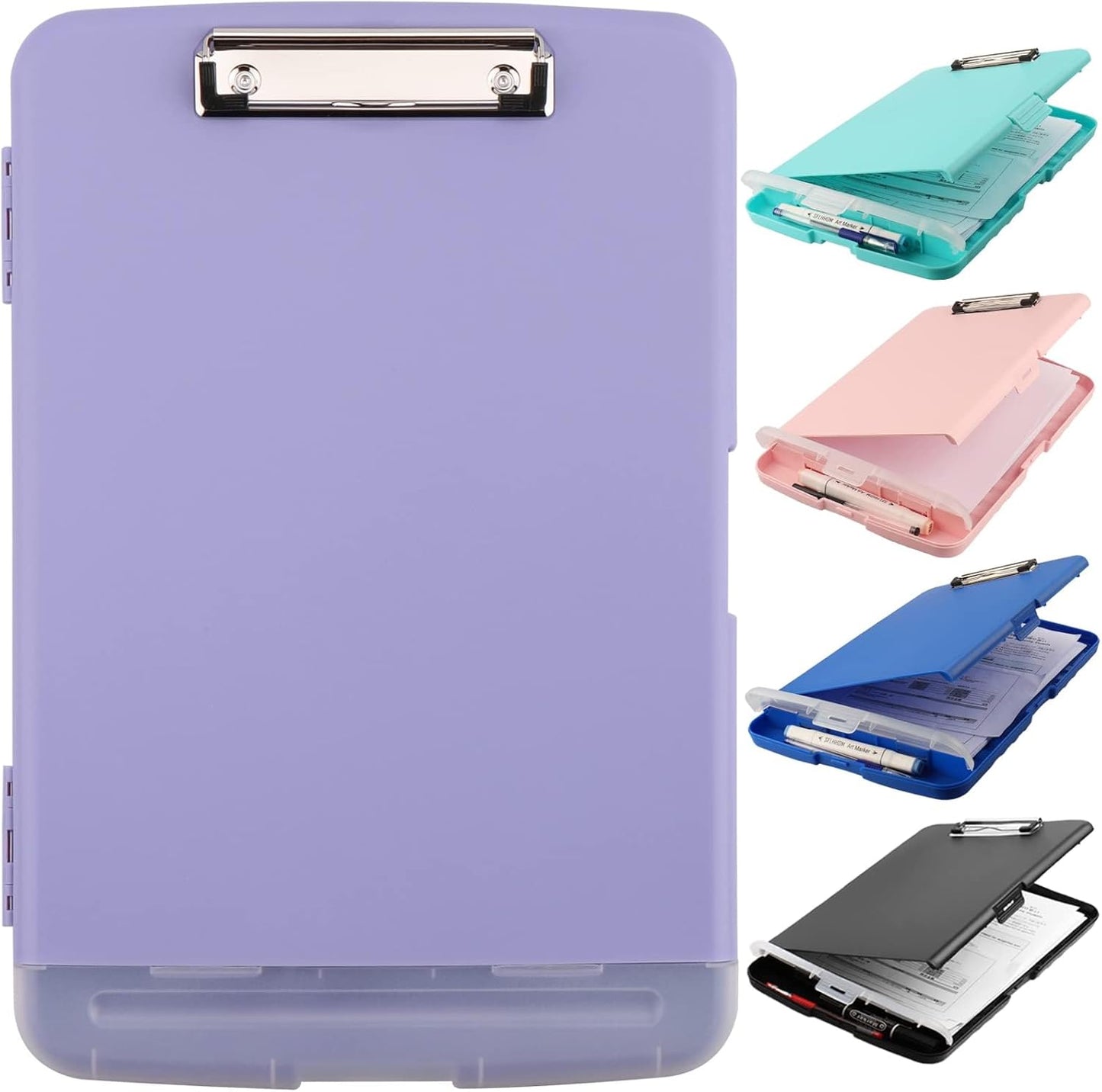 SFLHHDM Purple Clipboard, Clip Boards 8.5x11, Teacher Clipboards with Storage, Plastic Clipboard with Pen Holder, Clipboards Storage for Women Teachers Work, School & Office Supplies