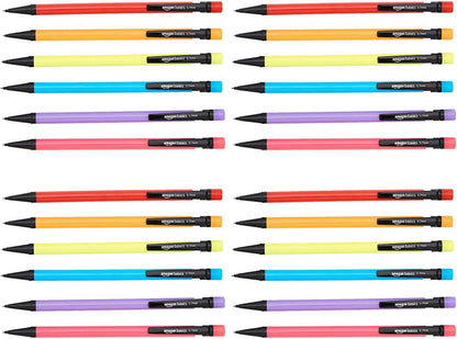 Amazon Basics Mechanical Pencils 0.7mm for Writing, Drawing, School and Office Supplies, Multicolor, 24-Pack