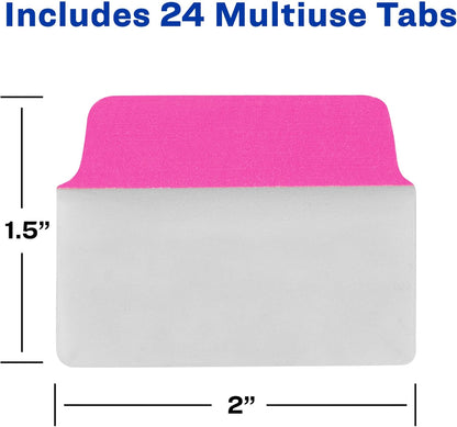 Avery Multiuse Ultra Tabs, 2" x 1.5", 2-Side Writable, Assorted Pastel Dots, 24 Repositionable Tabs (74773)