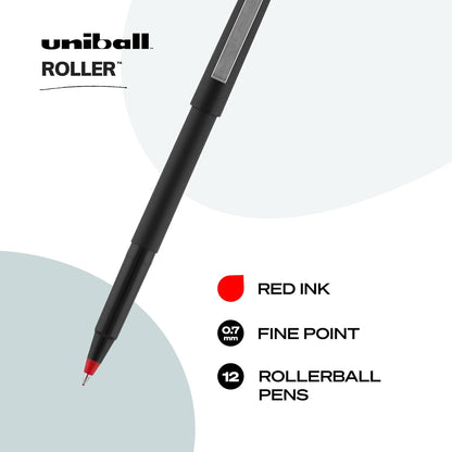 uniball Roller Rollerball Pens, Micro Point (0.5mm), Blue, 12 Pack