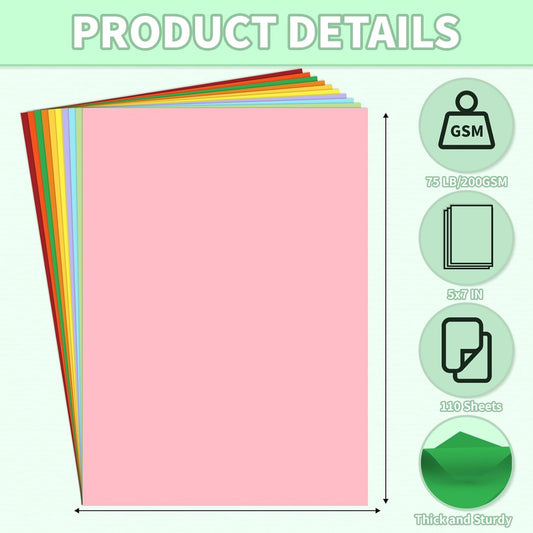 Cardstock 5x7, 110 Sheets, White Card Stock, 5x7 Cardstock Paper, 75lb/ 200gsm Heavyweight Blank Cards for Printer,DIY,Wedding Invitations, Thankyou Cards, Postcards
