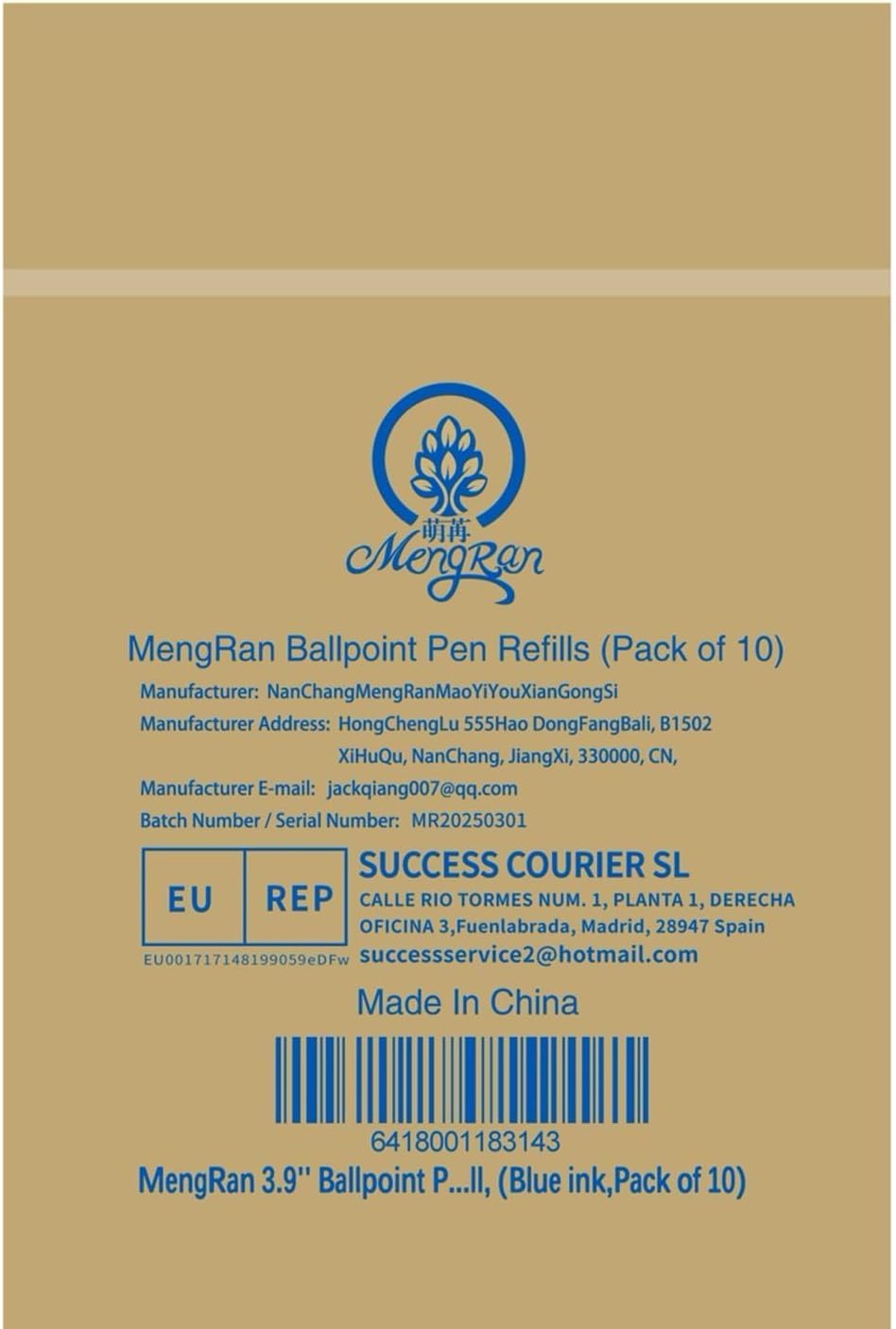 MengRan 3.9'' Ballpoint Ink Pen Refills for Click Pens,1mm Medium Tip,Compatible with Parker Pen Refill,Pack of 10 (Black Ink)