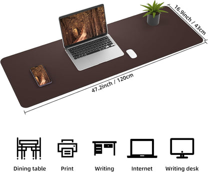 Large Desk Mat 47.2" x 17" Leather Desk Pad Protector with Natural Cork & PU Leather, Non-Slip Office Desk Mat, Large Mouse Pad, Waterproof Desk Blotter pad for Office&Home(Black)
