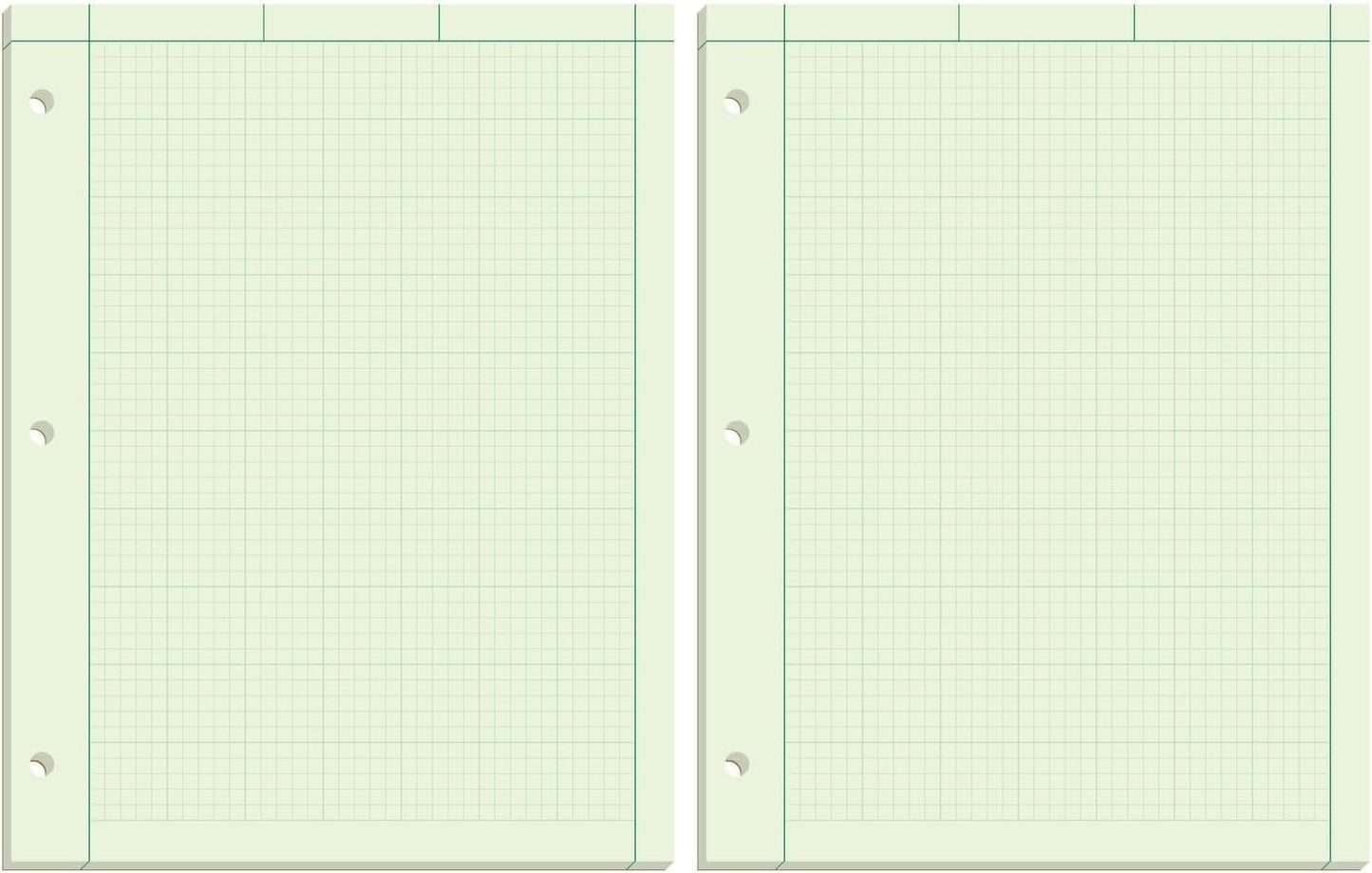 TOPS Engineering Computation Pad, 8-1/2" x 11", Glue Top, 5 x 5 Graph Rule on Back, Green Tint Paper, 3-Hole Punched, 100 Sheets (35500)