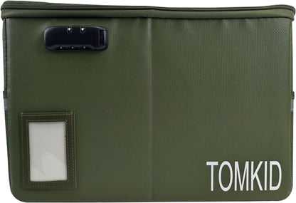 TOMKID Fireproof Document Box, Fireproof File Box with Lids, Important Document Organizer Box with Lock, Portable File Folder Organizer with Handle