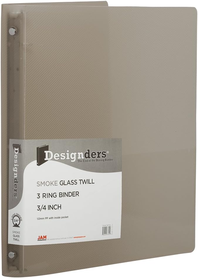 JAM PAPER Plastic 0.75 inch Binder - Clear 3 Ring Binder - Sold Individually