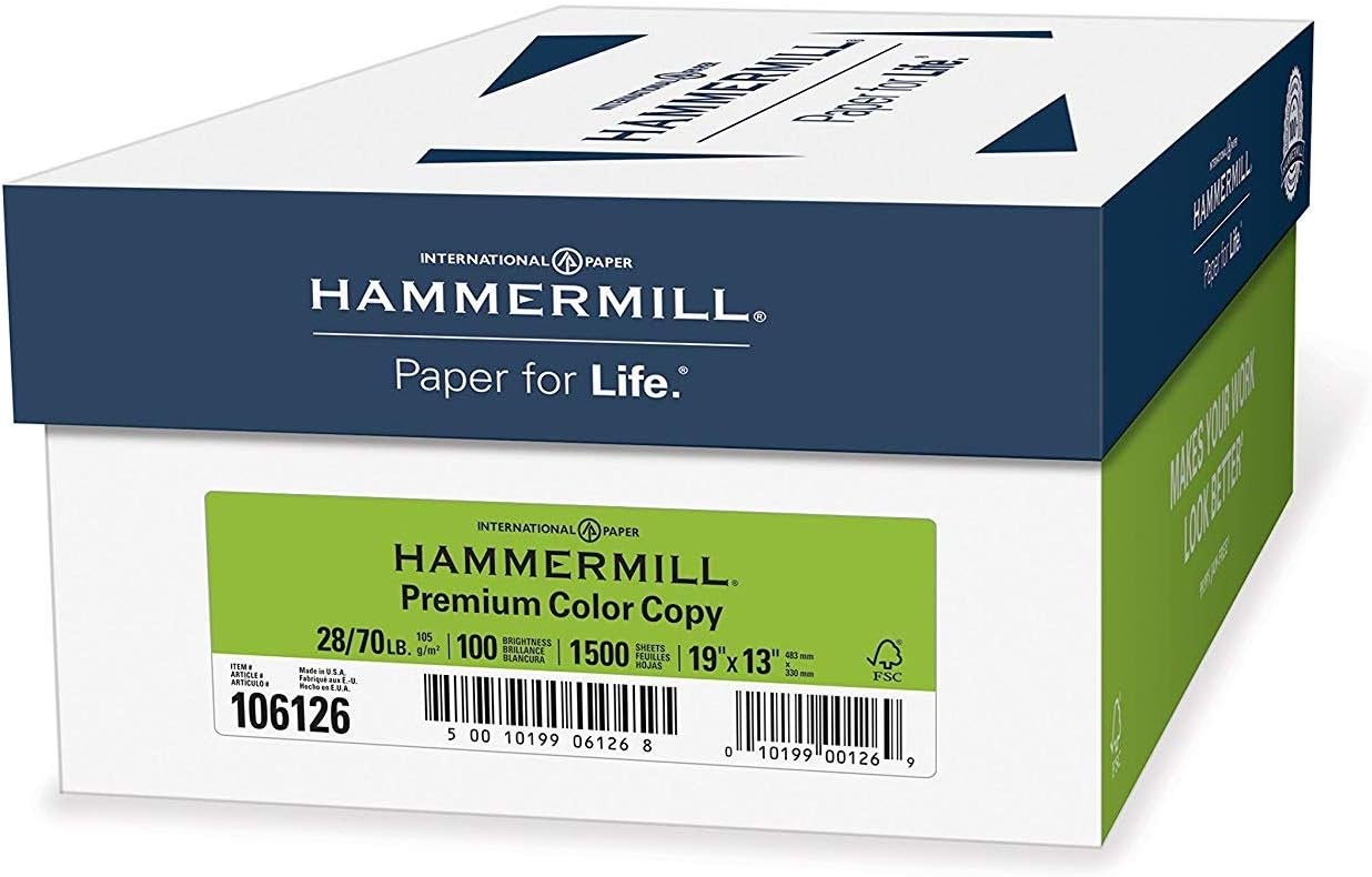 Hammermill Printer Paper, Premium Color 28 lb Copy Paper, 8.5 x 11-5 Ream (2,500 Sheets) - 100 Bright, Made in the USA, 102450C, White