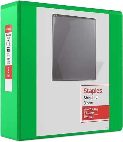 Staples Standard 2-Inch 3-Ring View Binder, Holds Up to 450 Sheets, Orange, Durable Binder for Office & School