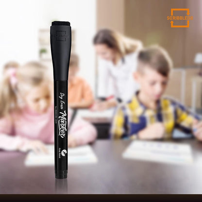 Scribbledo 36-Pack Black Fine Tip Dry Erase Markers with Eraser Cap | Low-Odor Whiteboard Markers for Office, Workplace, Medical & Professional Use