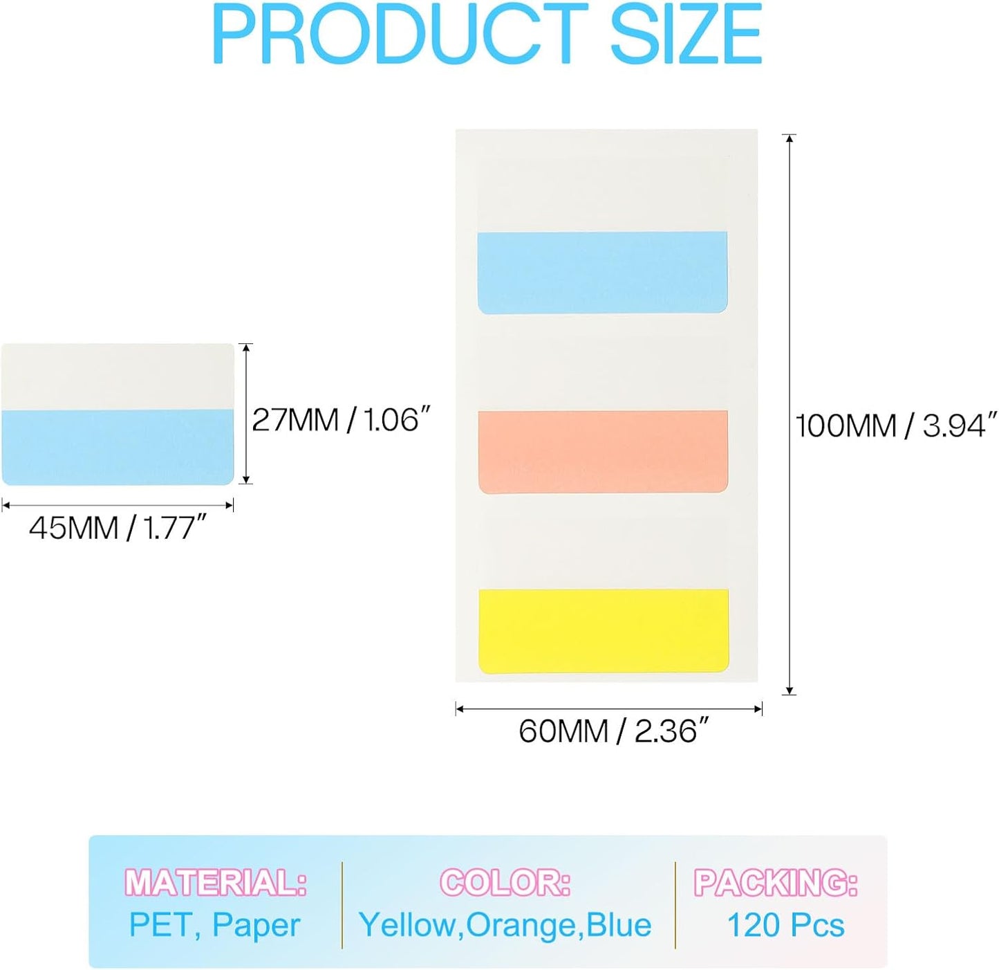 PATIKIL Clear Index Sticky Tabs, 120 Pcs Large Transparent Sticky Notes Bookmarks Planner Stickers Page Tabs for Office Notebooks File Folder Ledger Book, Gradient Green