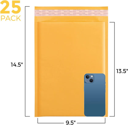 Fuxury Kraft Bubble Mailer 4x8” 50Pack Padded Envelopes Usable Size 4x7" Strong Adhesion Thick Bubble Envelopes Waterproof Cushioned Bubble Mailers Packaging for Small Business #000 Yellow