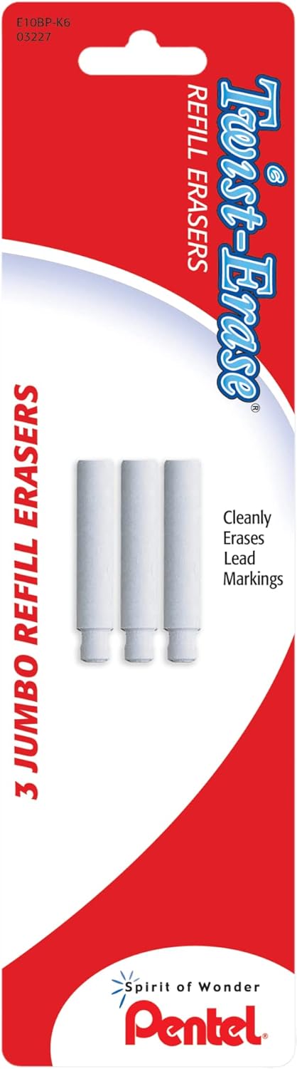 Pentel Twist-erase Refill Erasers, Qty 1, Pkg Of 3