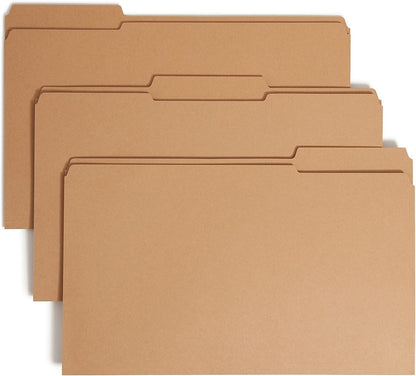 Smead Fastener File Folder, 2 Fasteners, Reinforced 2/5-Cut Tab Right of Center Position, Guide Height, Legal Size, Kraft, 50 per Box (19880)