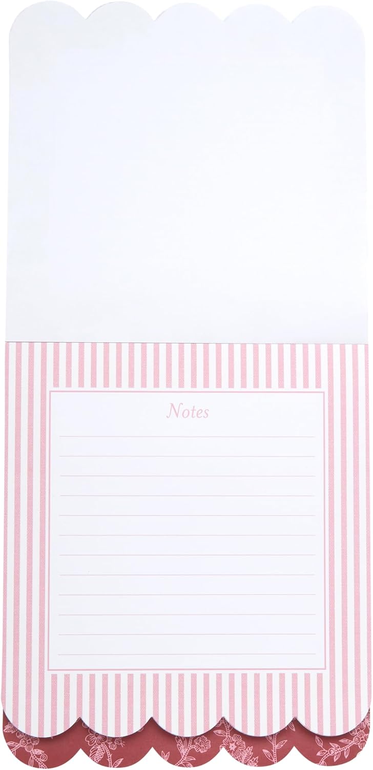 Laura Ashley 3-in-1 Scalloped Edge Layered Notepad – 6.5 x 7.5 Inch Writing Pad with 150 Lined Tear-Off Sheets, Elegant Heirloom Cottage Stationery, Glue-Bound with Sturdy Backboard