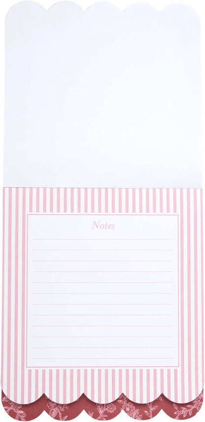Laura Ashley 3-in-1 Scalloped Edge Layered Notepad – 6.5 x 7.5 Inch Writing Pad with 150 Lined Tear-Off Sheets, Elegant Heirloom Cottage Stationery, Glue-Bound with Sturdy Backboard
